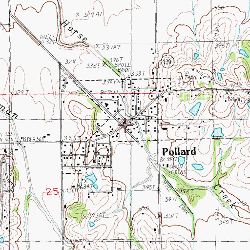 Topographic Map of Pollard Post Office, AR