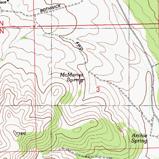 Topographic Map of McManus Spring, NV