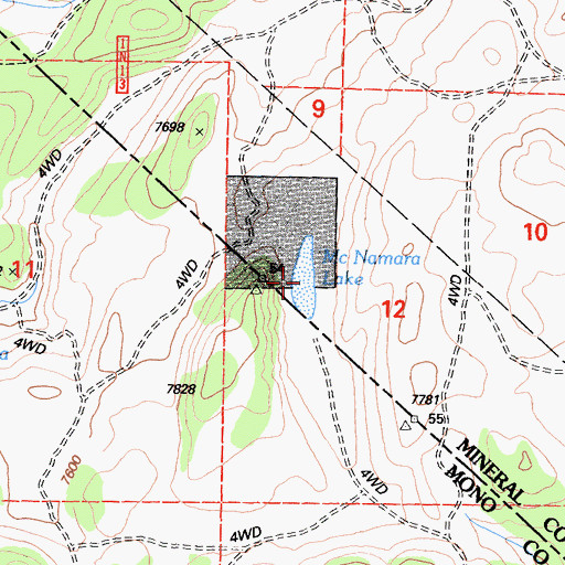 Topographic Map of McNamara Lake, NV