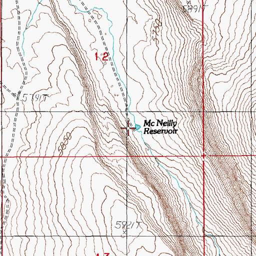 Topographic Map of McNeilly Reservoir, NV