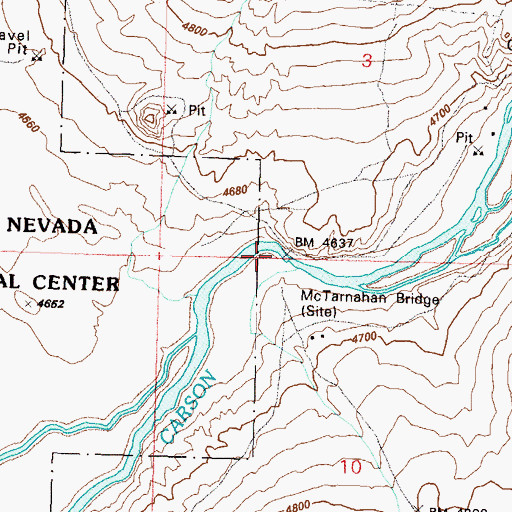 Topographic Map of McTarnahan Bridge, NV