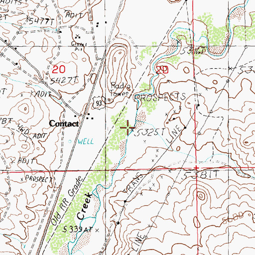 Topographic Map of Meadow Creek, NV