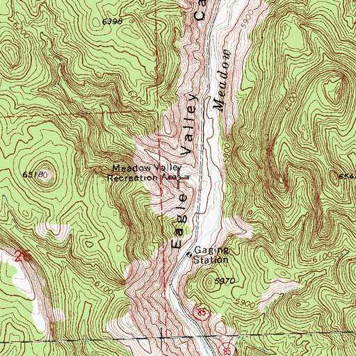 Topographic Map of Meadow Valley Recreation Area, NV