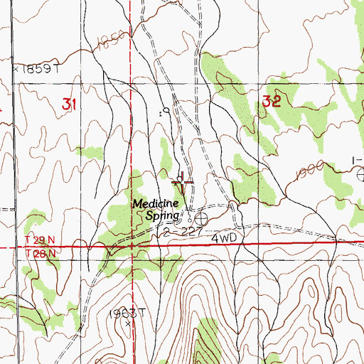 Topographic Map of Medicine Spring, NV