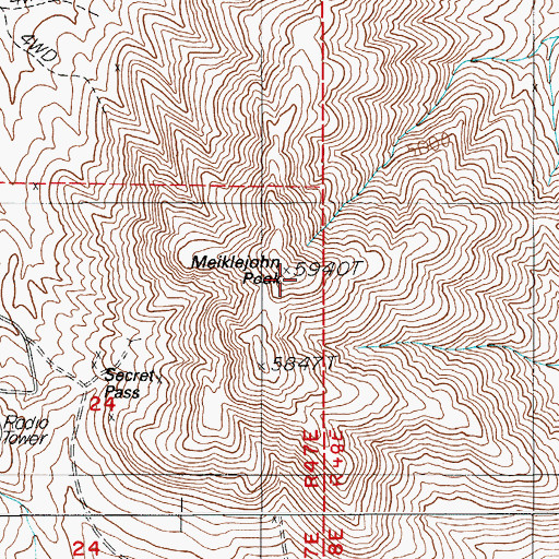 Topographic Map of Meiklejohn Peak, NV