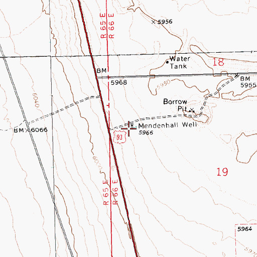 Topographic Map of Mendenhall Well, NV