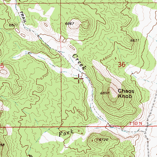 Topographic Map of Middle Fork Chaos Creek, NV