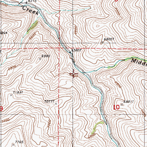 Topographic Map of Middle Fork Mill Creek, NV