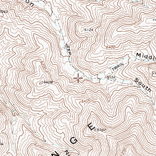 Topographic Map of Middle Fork Pete Canyon, NV