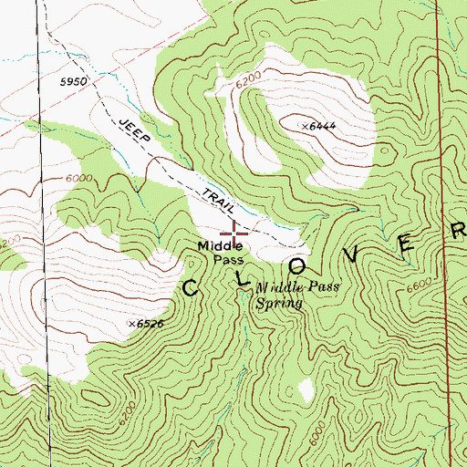 Topographic Map of Middle Pass, NV