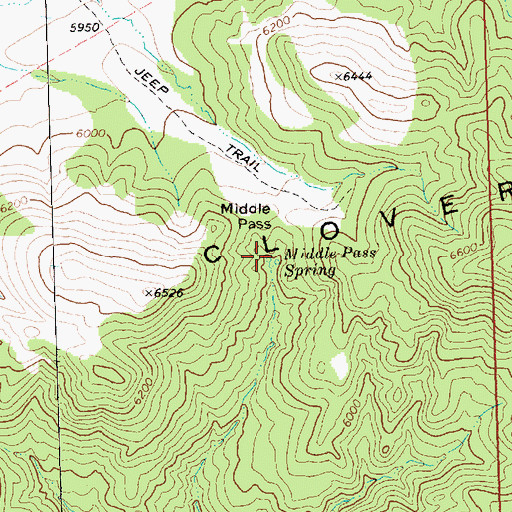 Topographic Map of Middle Pass Spring, NV