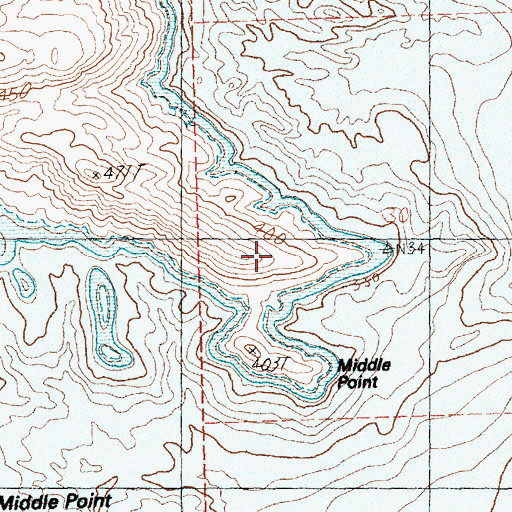Topographic Map of Middle Point, NV