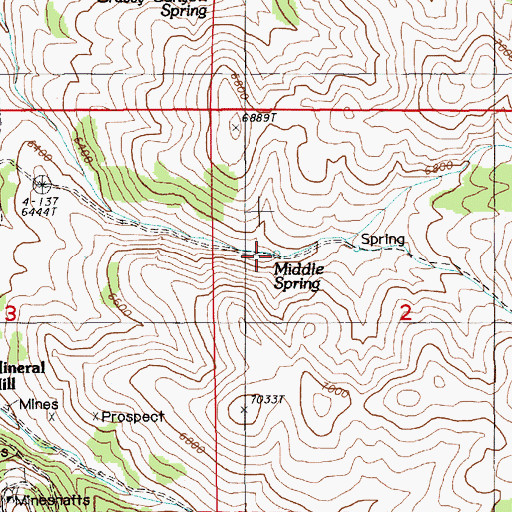 Topographic Map of Middle Spring, NV