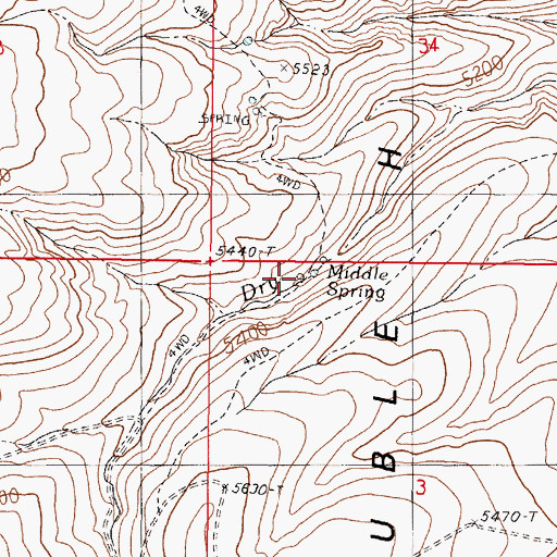 Topographic Map of Middle Spring, NV