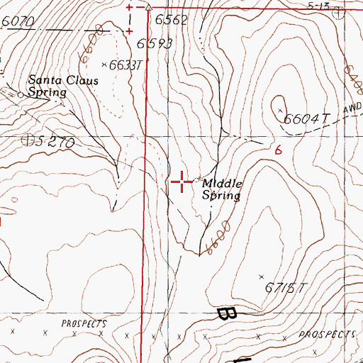 Topographic Map of Middle Spring, NV