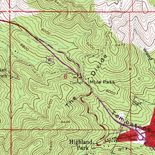 Topographic Map of Mule Pass, AZ