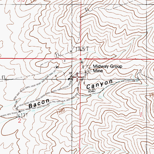 Topographic Map of Midway Group Mine, NV