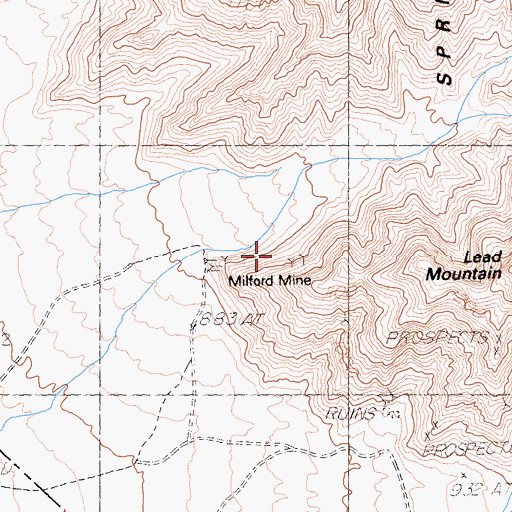 Topographic Map of Milford Mine, NV