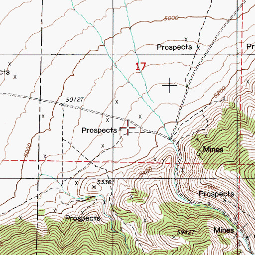 Topographic Map of Mill Canyon, NV