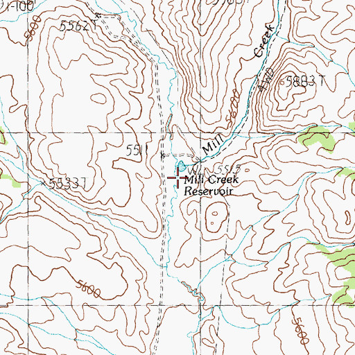 Topographic Map of Mill Creek, NV