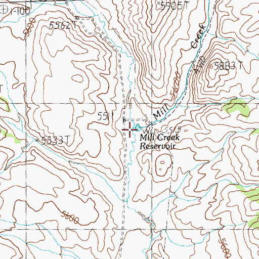 Topographic Map of Mill Creek Reservoir, NV