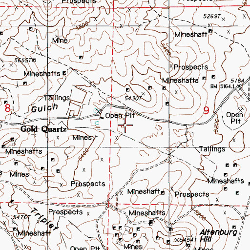 Topographic Map of Mill Gulch, NV