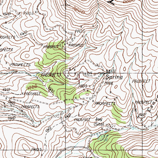 Topographic Map of Mill Spring, NV