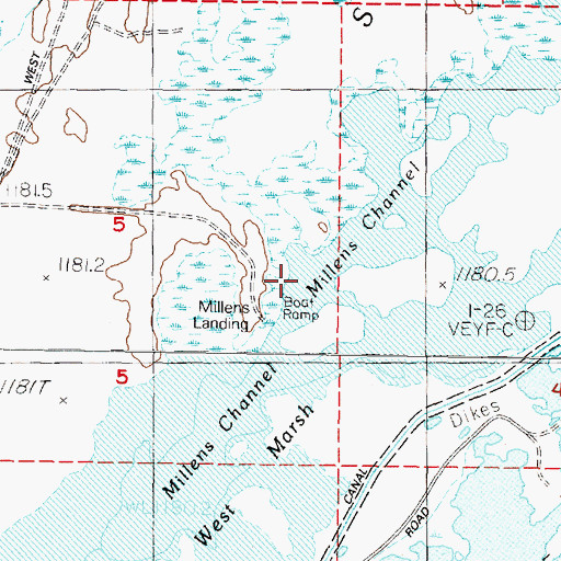 Topographic Map of Millens Channel, NV