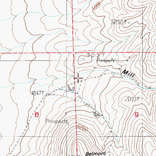Topographic Map of Mill Canyon, NV