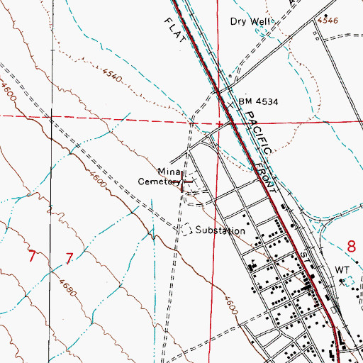 Topographic Map of Mina Cemetery, NV