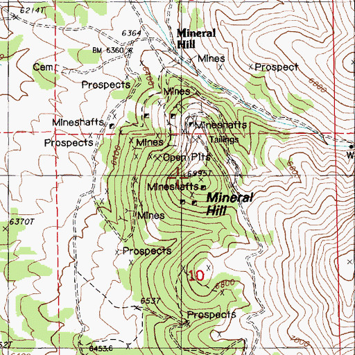 Topographic Map of Mineral Hill, NV