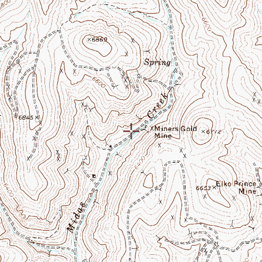 Topographic Map of Miners Gold Mine, NV