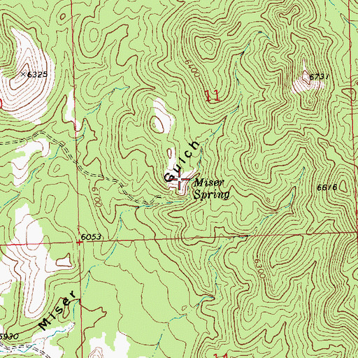Topographic Map of Miser Spring, NV