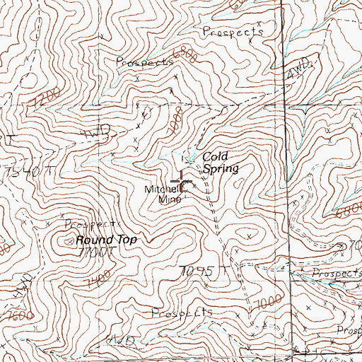 Topographic Map of Mitchell Mine, NV