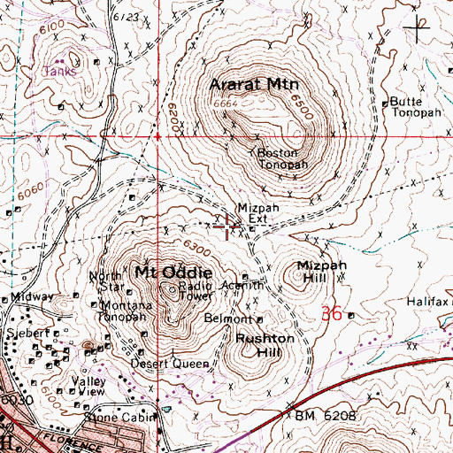 Topographic Map of Mizpah Extension, NV