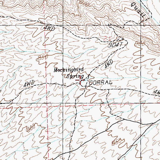 Topographic Map of Mockingbird Spring, NV