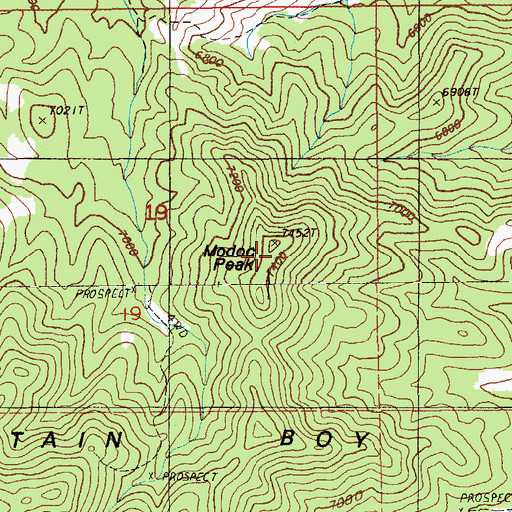 Topographic Map of Modoc Peak, NV