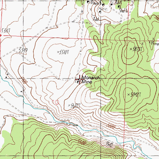 Topographic Map of Monarch Mine, NV