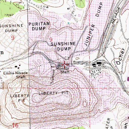 Topographic Map of Monitor Shaft, NV