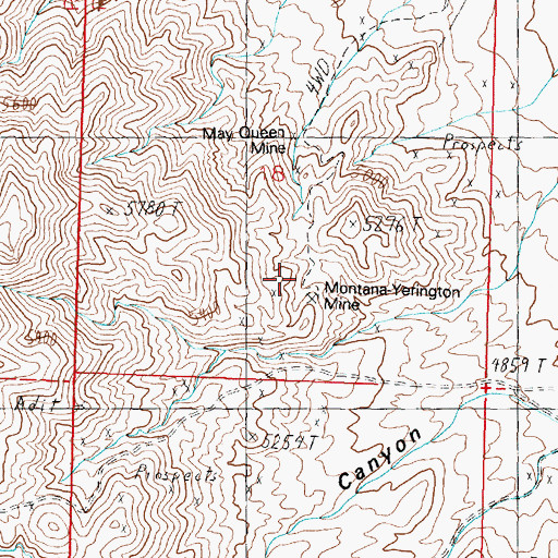 Topographic Map of Montana-Yerington Mine, NV