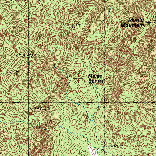 Topographic Map of Monte Spring, NV