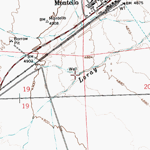 Topographic Map of Montello Creek, NV