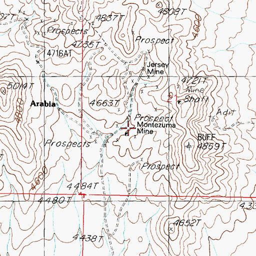 Topographic Map of Montezuma Mine, NV