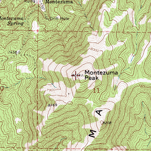 Topographic Map of Montezuma Peak, NV