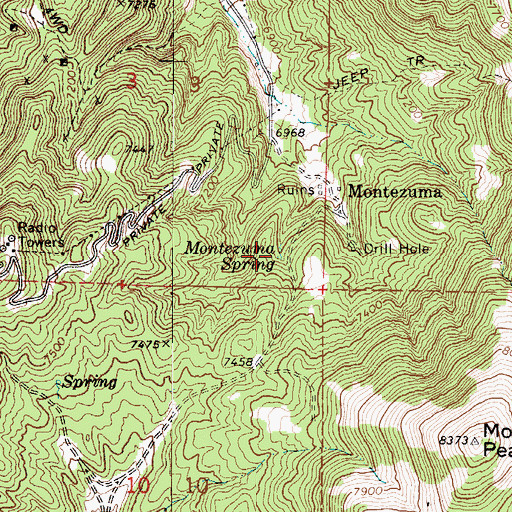 Topographic Map of Montezuma Spring, NV