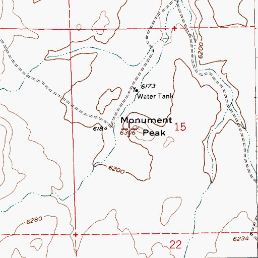 Topographic Map of Monument Peak, NV