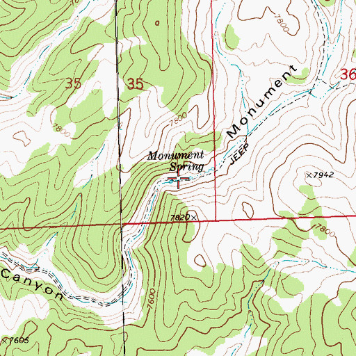 Topographic Map of Monument Spring, NV