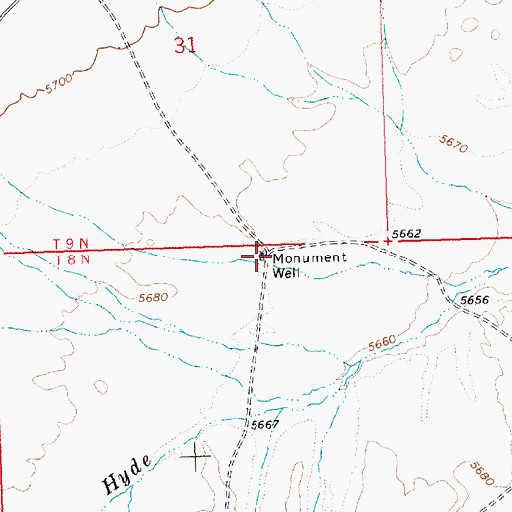 Topographic Map of Monument Well, NV