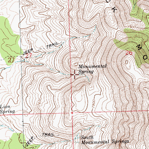 Topographic Map of Monumental Spring, NV