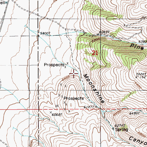 Topographic Map of Moonshine Canyon, NV